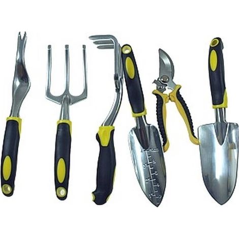 Jeu d'Outils de Jardin 6x - Aluminium - Résistants et Légers - Idéal pour le Jardinage - Robuste et précis - Beast (1/5)
