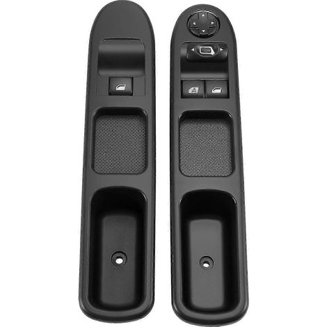 Lot de 2 interrupteurs de lève-vitre électrique (côté conducteur et côté passager) pour Peugeot 207 (2007-2015) – Références 6554QC, 6490HQ, 6554 (1/5)
