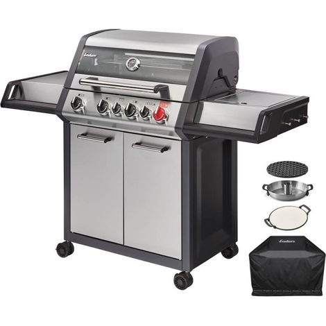 Barbecue à gaz Monroe Pro 4 SIK – 4 brûleurs inox – Turbo Zone™ 800 °C – Heat Range™ 80-300 °C – Brûleur arrière 3,5 kW – Foyer latéral 2,9 kW – Enders (1/5)