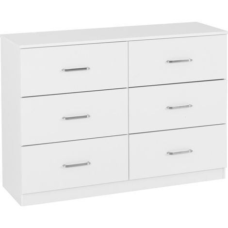 Dakota 6 Drawer Chest - L36 x W110 x H80.5 cm - White
