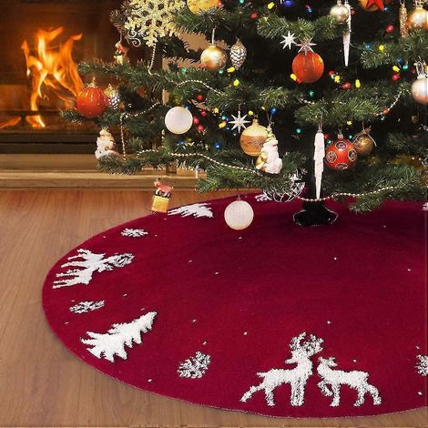 Weihnachtsbaumdecke 122 cm, gestrickt, 3D-Elch-Weihnachtsbaumdecke, Mangroven-Baumdecke, für die Innen- und Außendekoration (1/2)