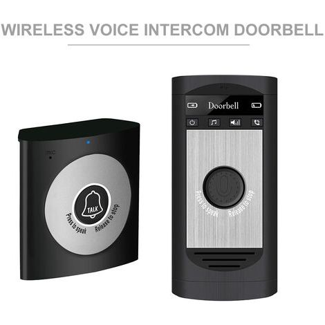 Green Mobility-Voix Sans Fil Intercom Sonnette 2 Voies Avec 1 Moniteur De Conversation Unite Exterieure Bouton 1 Unite Interieure Recepteur Smart Home Security Sonnette, Argent Et Noir (1/4)
