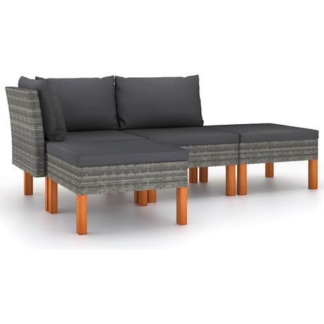 Maison Exclusive - 4-tlg. Garten-Lounge-Set mit Kissen Poly Ratta (1/5)