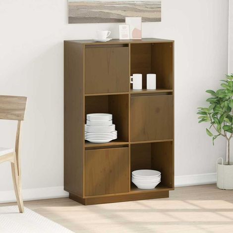 vidaXL Buffet Marron miel 74x35x117 cm Bois massif de pin (1/5)