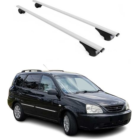 OMAC Dachträger Querträger für Kia Carens I 1999-2006 – Abschließbar – Max. 75 kg – 2 Stangen Stahl Silber (1/5)