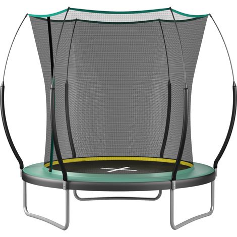 Trampolino da giardino con rete di sicurezza senza cuciture da 183 cm, verde, acciaio (1/5)