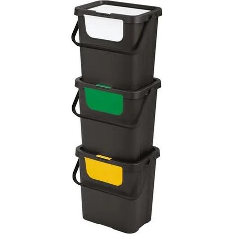 Conjunto de cubos de basura de reciclaje selectivo multicolor Tontarelli