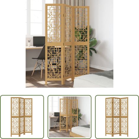 Wohnzimmer - 3-tlg. Raumteiler Braun Massivholz Paulownia (1/5)