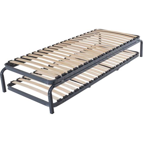 Lit gigogne métal 80x190 – 20 lattes multiplis – Cadre métal anticorrosion – Gain de place – 2 places – Ebac Literie (1/5)