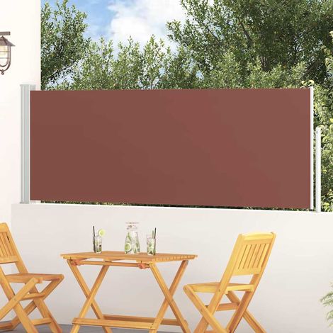 Store latéral rétractable pour terrasse et balcon pare-vue polyester marron et gris 100 x 300 cm - PANGIVO (1/5)