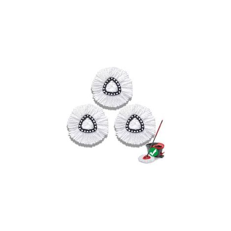 Lot de 3 têtes de rechange pour balai rotatif, tête de recharge pour balai rotatif à 360°, blanche. (1/5)