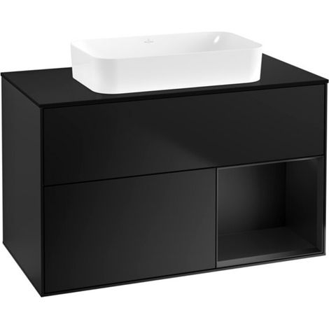 V&B Waschtischunterschrank Wandbeleuchtung Finion 100x60,3 cm, Reg re bla m Lac, bla m Lac (1/2)