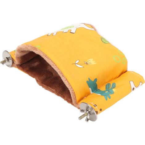 Lit suspendu en forme de nid d'oiseau, hamac chaud en peluche double couche, réduit l'anxiété, lit en peluche pour cage à oiseaux pour perroquets jaune (1/5)