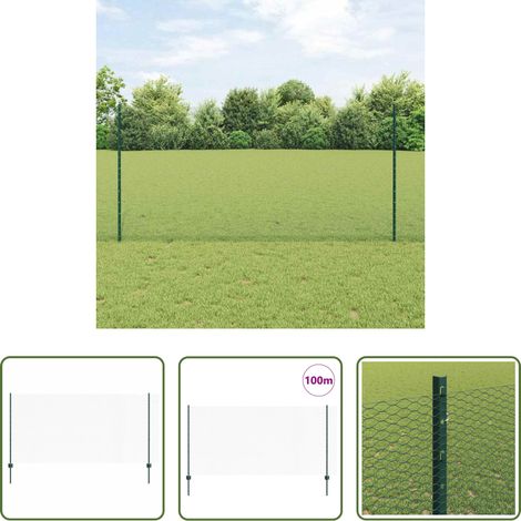 Clôture jardin -  Clôture avec poteau Vert 1,2 x 100 m Acier et PVC (1/5)