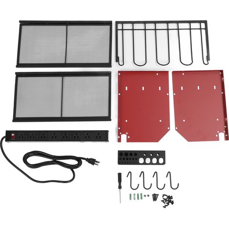 Wandmontierter Organizer für Elektrowerkzeuge, Halterung für 4 Bohrmaschinen, 8 Steckschlüssel, verstellbares, wandmontiertes Garagen-Werkzeugregal mit Ladestation, Schraubendreher- und Bohrmaschinenh (1/5)