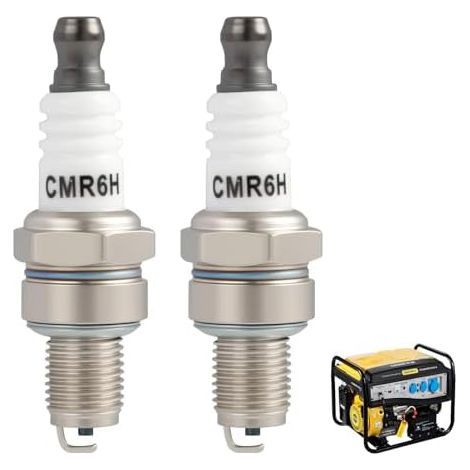 2 Pièces Bougies d'Allumage CMR6H, Bougie Tondeuse, Solide Résistante aux Hautes Températures, Compatible avec Tondeuses, Débroussailleuses, Tronçonneuses - (1/5)