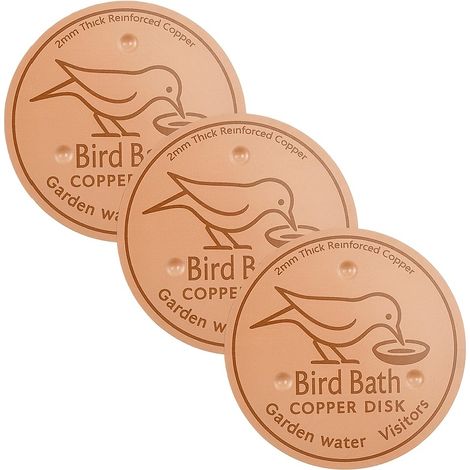 Ensemble de 3 plateaux pour bain d'oiseaux - Nettoyeur de bassin pour oiseaux, plateau rond en cuivre, 10 x 0,08 cm / 40 g de cuivre (1/5)