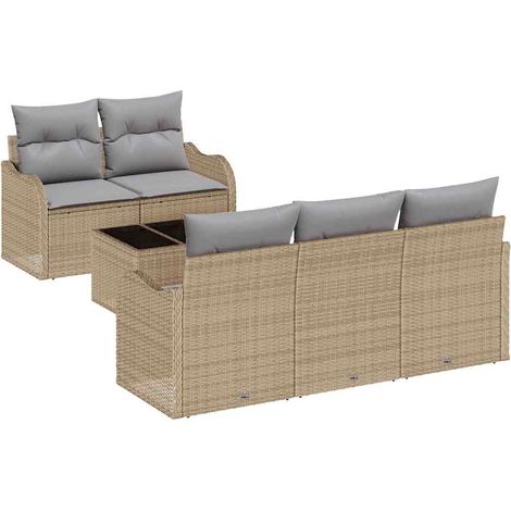 Maison Exclusive - Gartensofa-set Beige Poly-Rattan