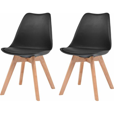 Chaises de salle à manger 2 pcs Noir Similicuir 20 (1/5)