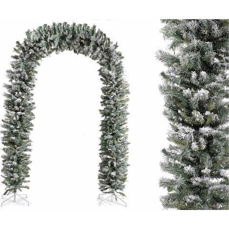 Arco natalizio innevato in PVC con base in metallo 250 cm per decorazioni festive (1/3)