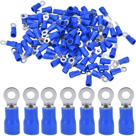 Bornes à sertir pré-isolées, 100 pièces, connecteur de fil de Type anneau en cuivre PVC pour ordinateurs AWG 16-14