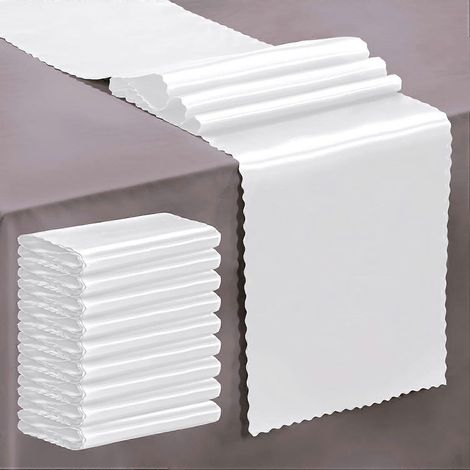 Lot de 6 chemins de table en satin ivoire, 30,5 x 274 cm (12 x 108 pouces), lisses et lumineux, en satin soyeux, parfaits pour les mariages, les réceptions et les remises de diplômes.