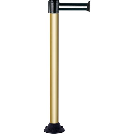 Poteau Alu Champagne à sangle Noir/Argent 3m x 50mm sur socle fixe - 2010146 (1/3)