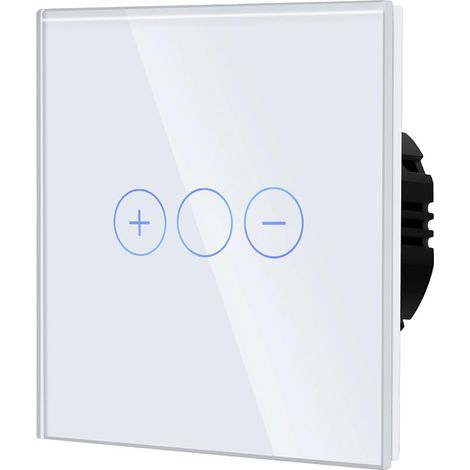 Interrupteur Variateur,Interrupteur Tactile Gradateur,Blanc,86mm  Interupteur Tactile avec Voyant Lumineux, Rétroéclairage LED, Verre, Dimmer 1 Gang 1 Voie (1/5)