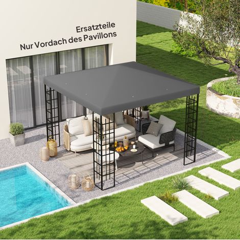Ersatzdach für Pavillon 298x298 cm dunkelgrau aus Polyester mit Entwässerungslöchern (1/5)