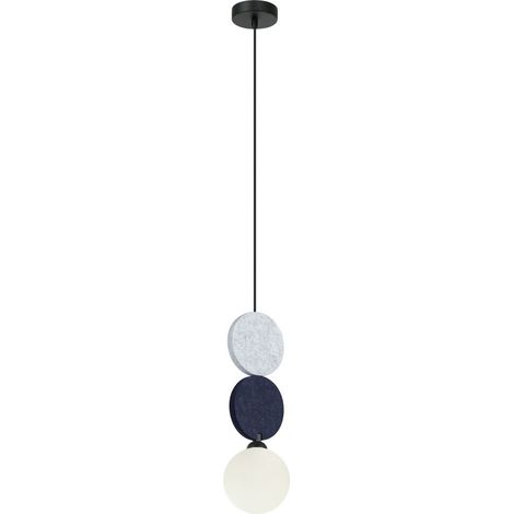 Suspension feutre noir, boule verre blanc G9 Italux (1/2)
