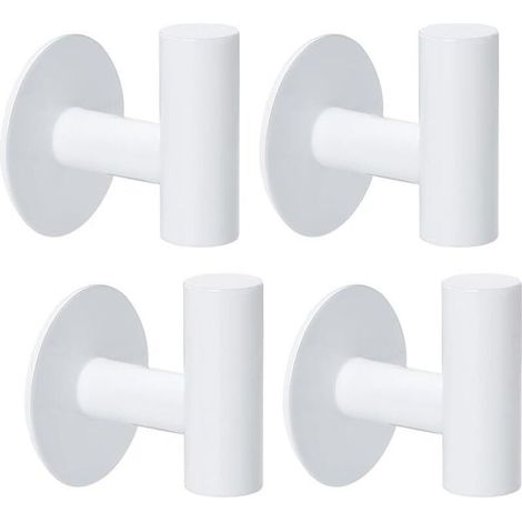 Crochet Adhesif Mural, 4 Pièces Accroche Serviette Salle de Bain, Porte Manteau Mural Sans Percage, Crochet Autocollant en Acier Inoxydable, Crochet Mural Blanc pour Chambre (1/5)