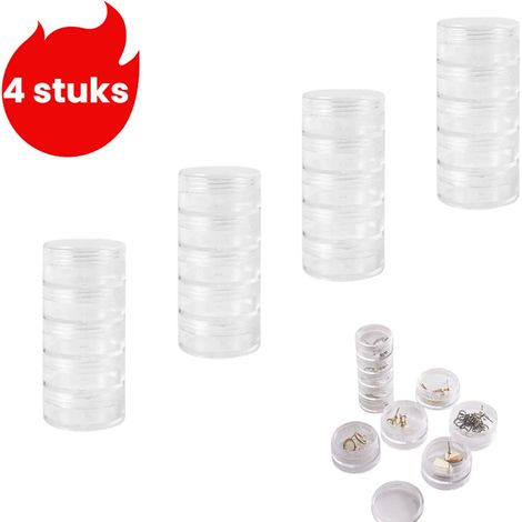 Coffret à bijoux 4 pièces - Magnifique boîte de rangement - Boîte à bijoux transparente portable à plusieurs niveaux pour bagues, colliers et boucles d'oreilles - Organisateur pour les ongles - Petit (1/5)