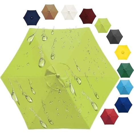 Toldo de repuesto para sombrilla, 2 m/2,7 m/3,0 m, 6 varillas/8 varillas, Tela de repuesto para sombrilla, Toldo de repuesto para sombrilla, Reemplazar toldo viejo (Verde, 6 varillas) (1/5)