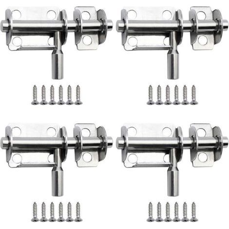 4 Stück 65 mm Mini-Edelstahl-Schiebetürschlösser, Sicherheitstürriegel mit Schrauben für Badezimmertüren, Holztüren, Haustiertüren, Schlafzimmertüren usw. (1/5)
