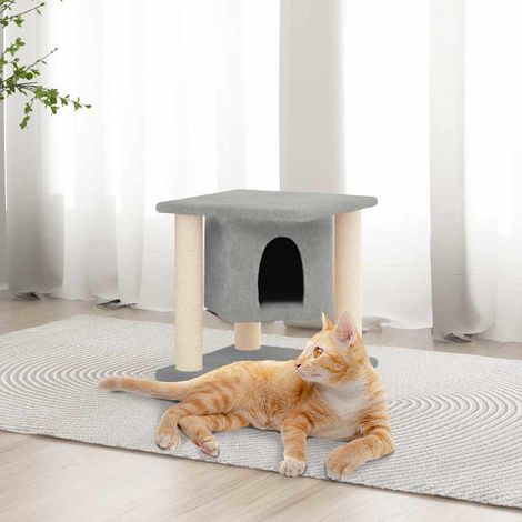 vidaXL Rascador para gatos con postes de sisal gris claro 37 cm (1/5)