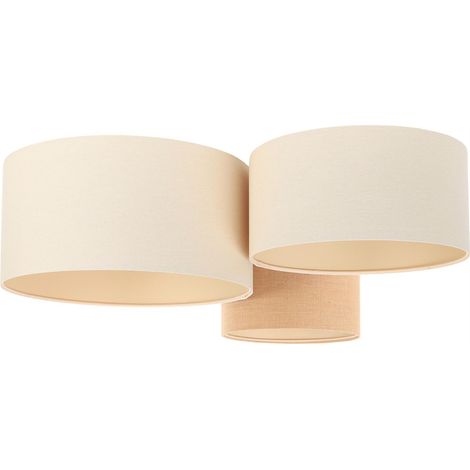 Plafonnier Boho 080-039 - Extérieur en mélange de jute et lin a dominante beige clair et foncé, intérieur beige crème (1/5)
