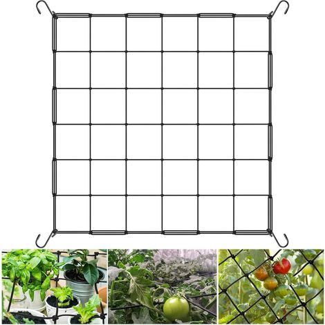 Filet de Culture pour Plantes Grimpantes 60 x 60cm - Treillis Jardin Élastique Noir avec 4 Crochets, Filet de Culture Élastique (1/5)