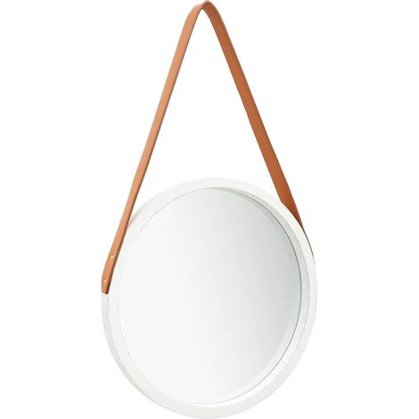 vidaXL Espejo de pared con correa blanco 40 cm (1/5)