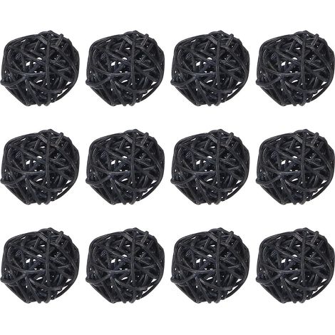 20 x Rattan Wicker Balls Decorative Balls 1.2 Inches for Vase Fillers, Wedding, Garden, Corridor Party, Black (1/5)