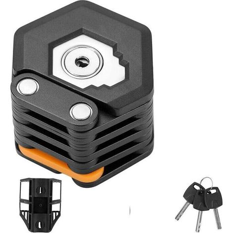 Portable Bike Lock Foldable Alloy Steel Padlock with Keys and Holder for Electric Scooter (1/4)