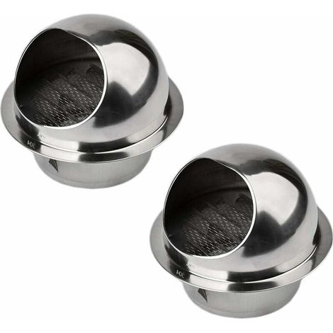 Grille d'Aération Ronde Grille Ventilation Hotte, Conduit Aérateur d'Air Grille de Ventilation en Acier Inoxydable avec Filet Anti-insectes, 100mm (2 Pcs) (1/5)