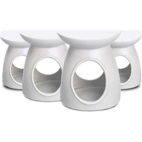 Brûleur de cire - JUANIO - basic - Lot de 4 - Céramique - Blanc (1/3)