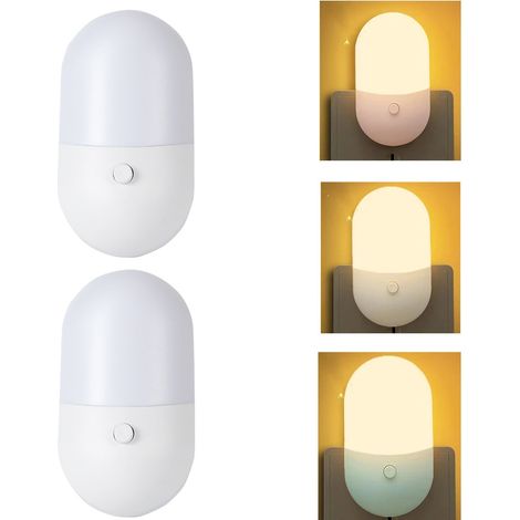 2 pièces chevet LED veilleuse enfants couloir lampe toilette EU prise ue mignon chambre cadeau (1/5)