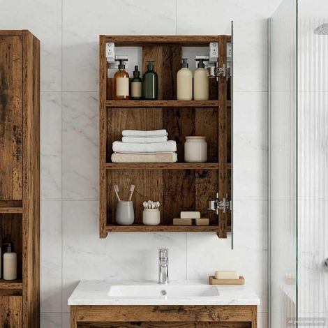vidaXL Armoire Miroir de Salle de Bain Bois ancien 30 x 10,5 x 50 cm