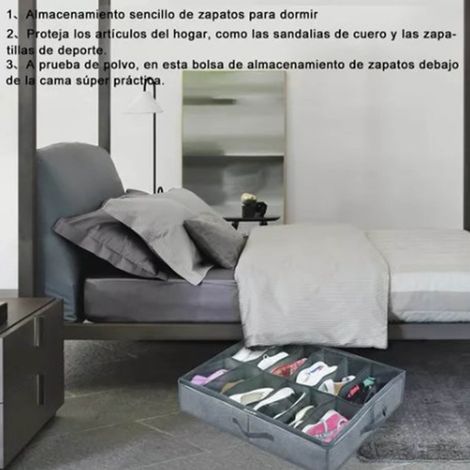 Boîte de rangement à chaussures sous le lit, boîte de rangement transparente, sac de rangement pliable en tissu non tissé à mailles, 1 pièce (1/5)
