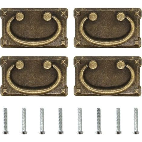 Lot de 4 Poignee de Meuble Vintage,Poignée de Tiroir à Anneau Antique, Poignée de Commode en Alliage de Zinc, Poignées de Tirage Boutons Tiroir pour Armoire,Placard 95x52mm (1/5)