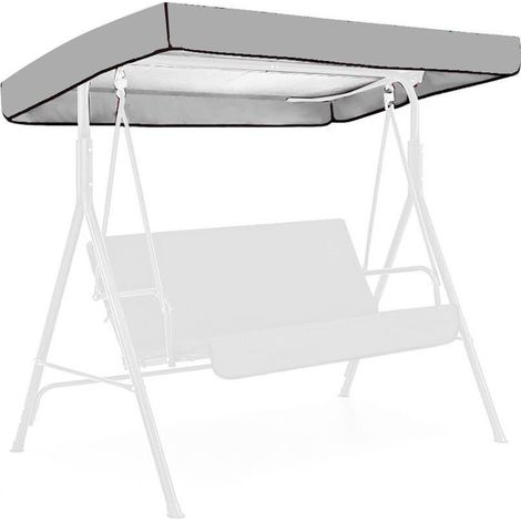 3-Seat Swing Canopy, Waterproof, Silver Coated Polyester, Casual Contemporary,191x120x23cm (1/5)