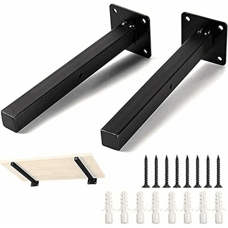 Industrial Shelf Bracket Retro Wall Shelf Bracket - Metal Retro Shelf Brackets with Screws Wall Shelf Floor Clamp Rural Steampunk Plumbing (25 2Pcs, Black) (1/5)