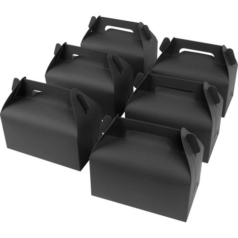 Pack of 30 Black Cardboard Gift Boxes for Parties, Cardboard Cake Boxes 16.3 x 9.5 x 8 cm with Handle and Foldable, Candy Packaging and Snack Packaging for Birthdays, Weddings, Christmas, Party (1/5)