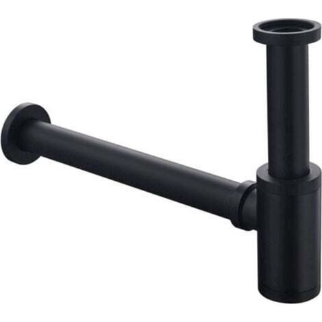 Siphon de lavabo en laiton, siphon universel, avec rallonge de 200 mm, siphon réglable 1 1/4 x 32 mm, anti-odeurs et étanche, noir mat - robinet de lavabo (1/4)